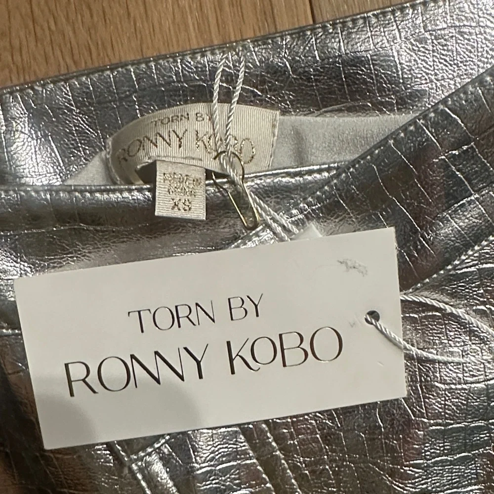 Torn by Ronny Kobo Silver Mini Skirt